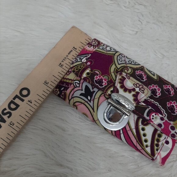 Vera Bradley Pink Paisley Push Lock Id And Card Wallet - Picture 5 of 9